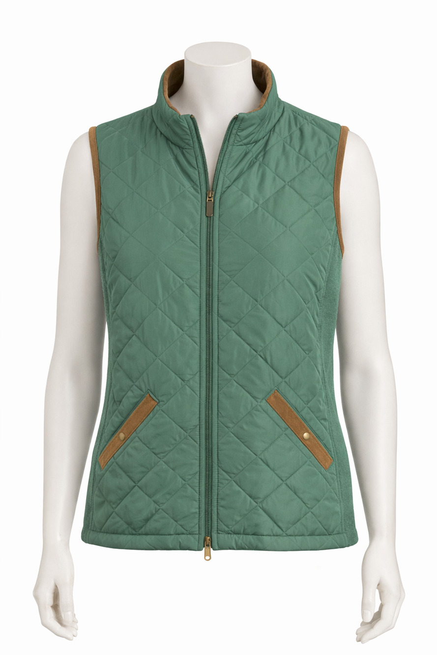 Croft & Barrow Green Quilted Sweater Vest Preppy Classic Golf Ivy XL